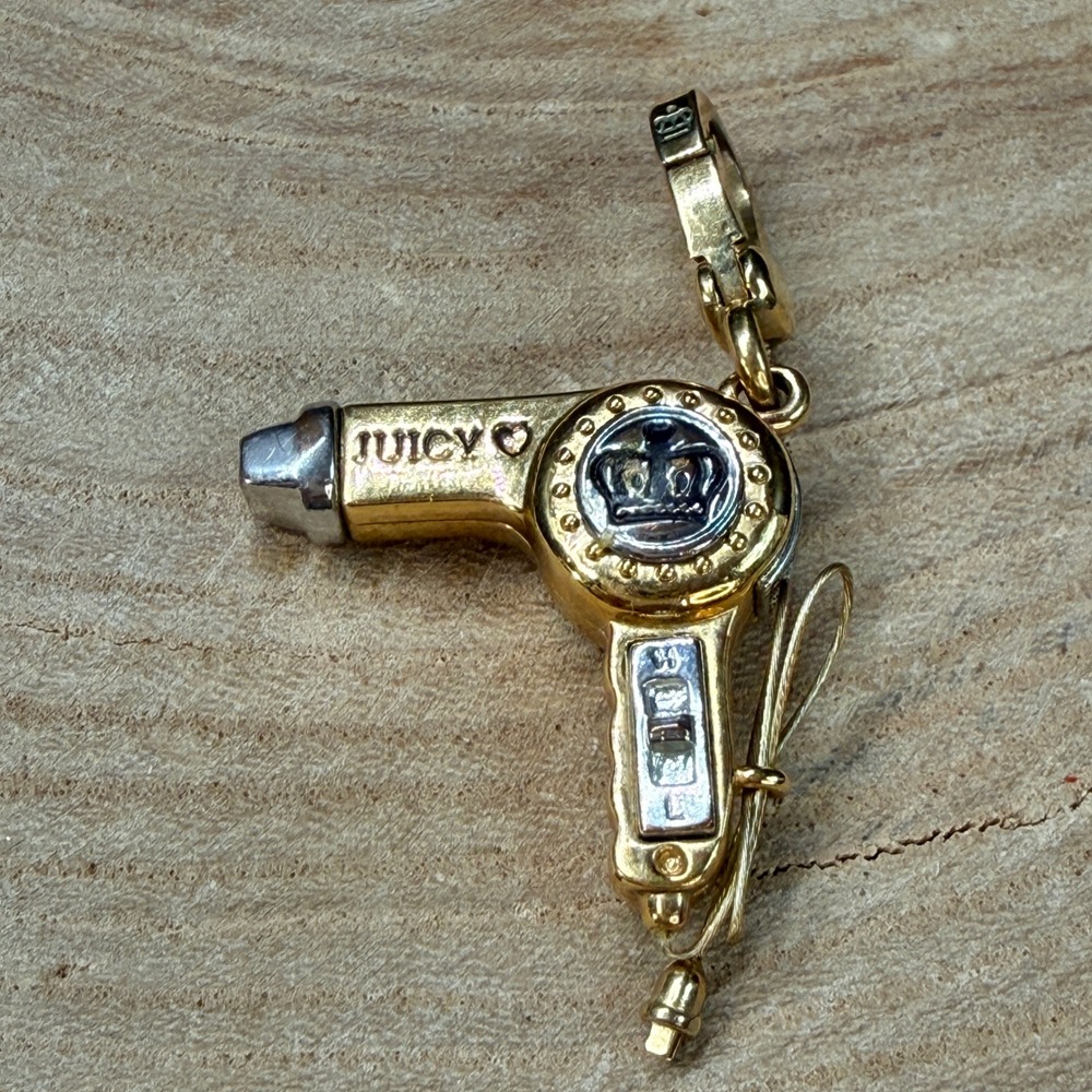 Vintage Juicy Couture Blow Dryer Hair Dryer Charm Gold Tone Y2K Rare